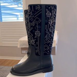 New in box never worn Johnny Was Olivia tall boot in black and grey.
